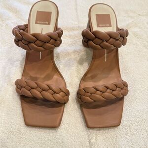 Dolce Vita Tan Braided Sandals Square Toe